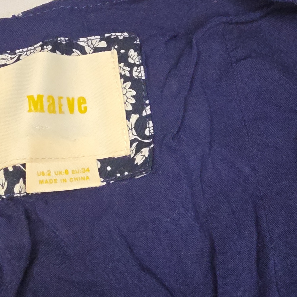 Maeve Navy Mini Dress with White Leaf Print - Picture 5 of 10